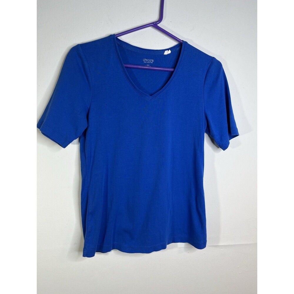Chico's True Color Indigo blue Shirt Top Size 0 Or Small